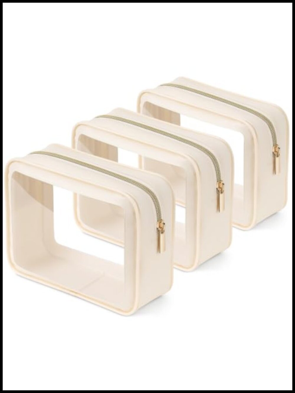 3 Pack Clear TSA Approved Toiletry Makeup Bags PVC Travel Pouch